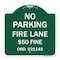 Signmission Missouri No Parking Fire Lane $50 Fine, Green & White Aluminum Sign, 18" x 18", GW-1818-23874 A-DES-GW-1818-23874 - alternate 1